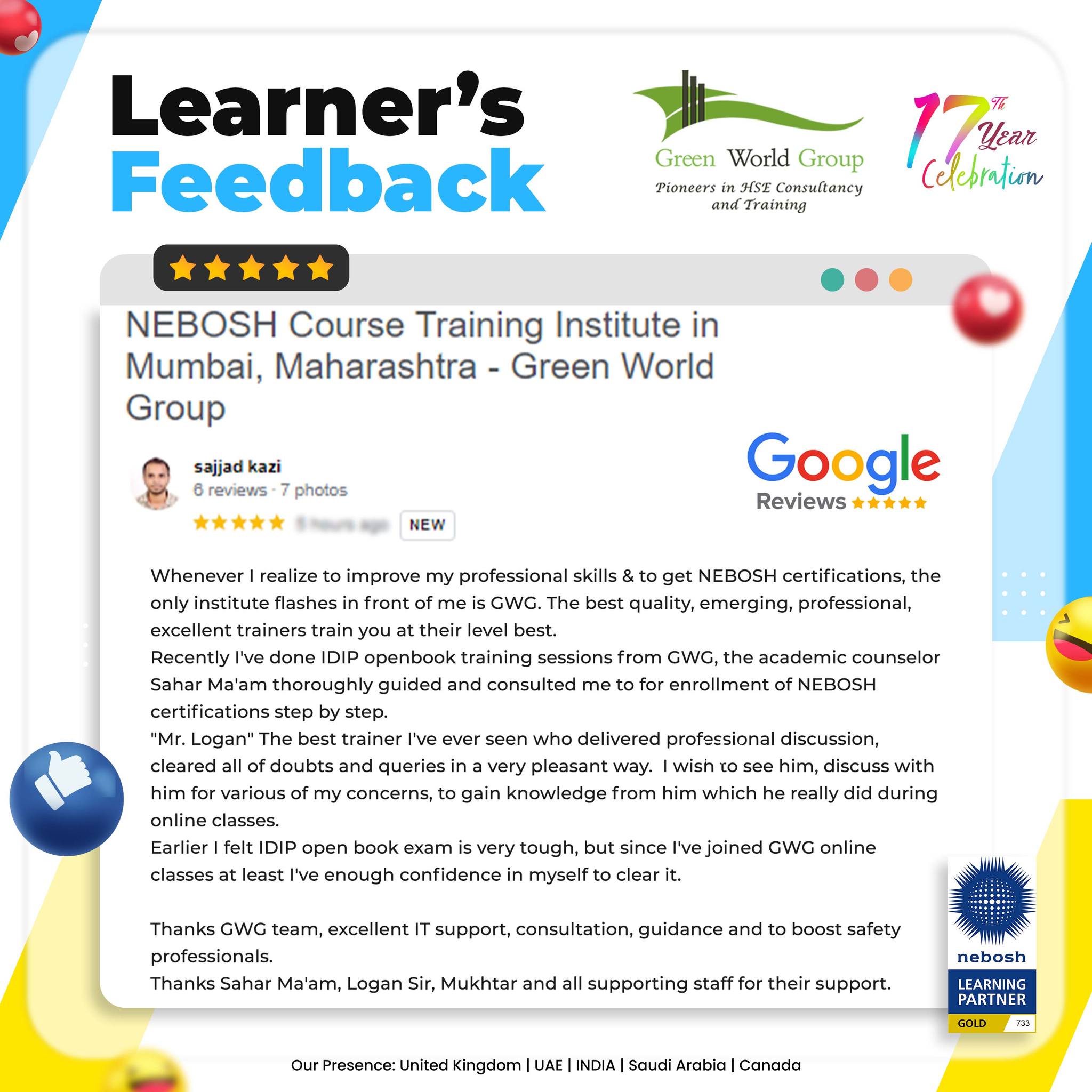 Review of Green World Group Student about our Safety Training Institute